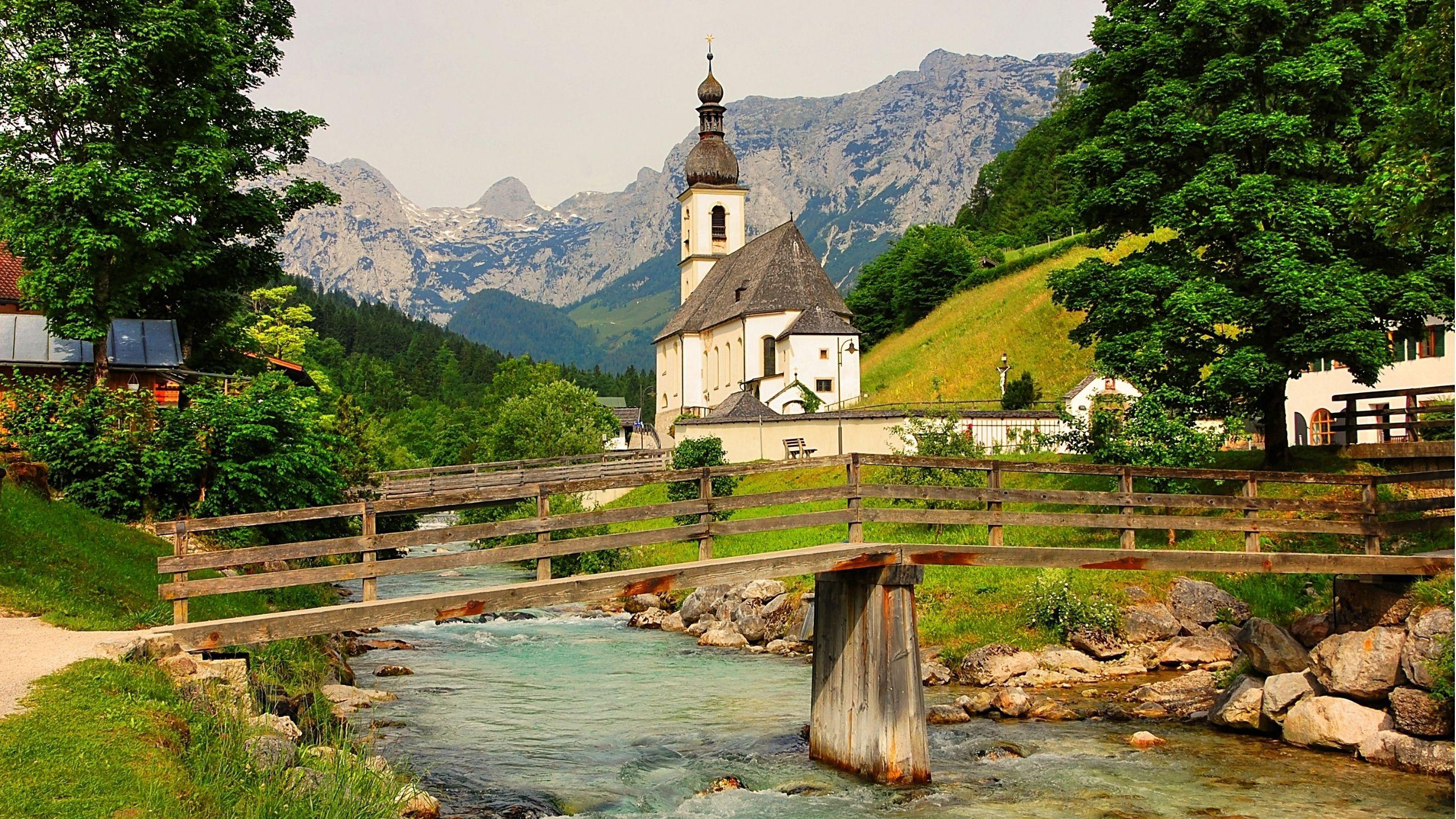 Church and Bridge in the Upper Bavaria, Germany